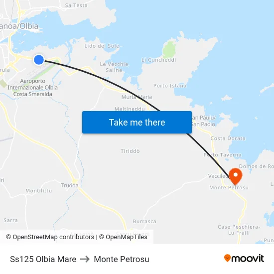 SS125 Olbia Mare to Monte Petrosu map