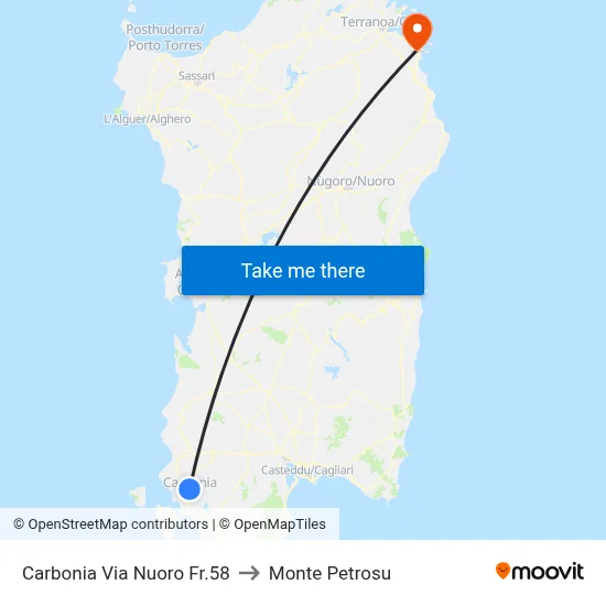 Carbonia Via Nuoro No. 58 to Monte Petrosu map