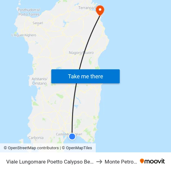 Poetto Waterfront Boulevard Calypso Beach to Monte Petrosu map