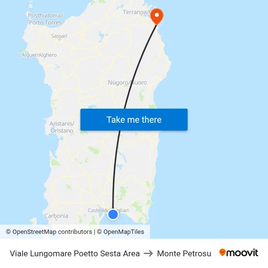 Poetto Waterfront Boulevard Sixth Area to Monte Petrosu map