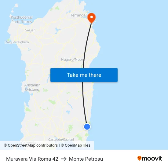 Muravera Roma Street 42 to Monte Petrosu map
