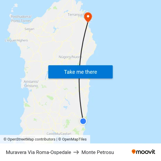 Muravera Roma Street-Hospital to Monte Petrosu map