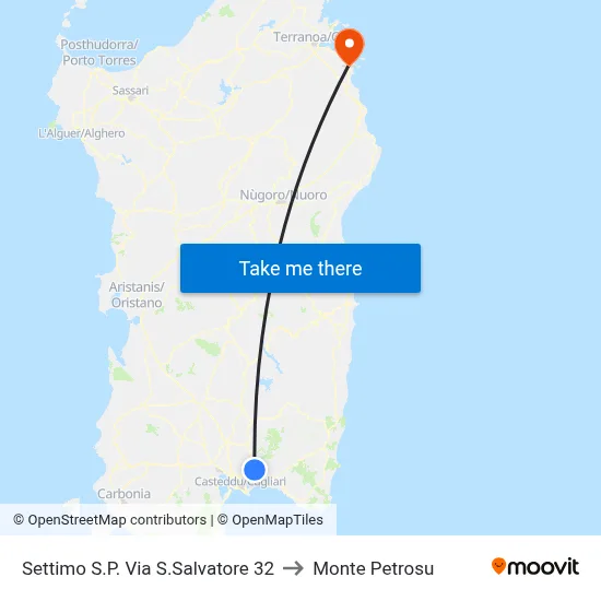 Settimo Provincial Road San Salvatore 32 to Monte Petrosu map