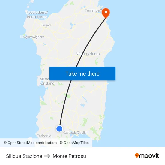 Siliqua Station to Monte Petrosu map