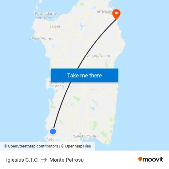 Iglesias CTO to Monte Petrosu map