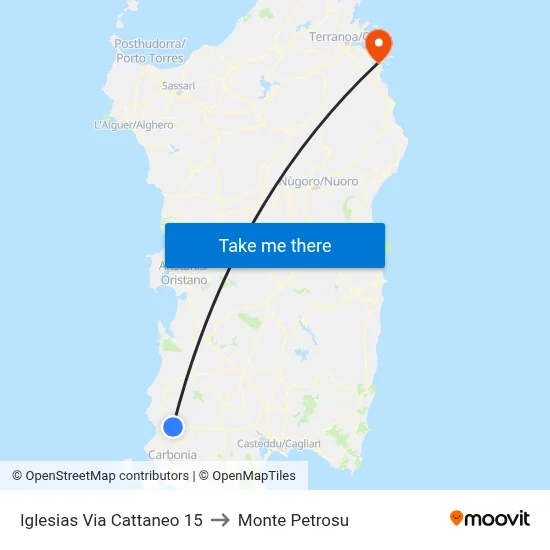 Iglesias Cattaneo Street 15 to Monte Petrosu map