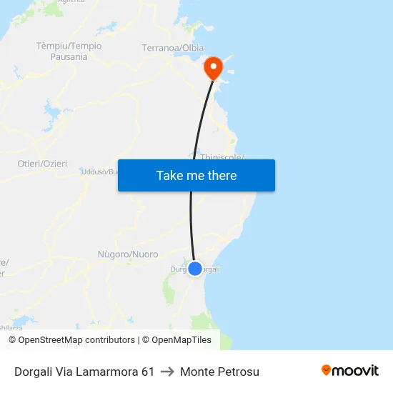Dorgali Via Lamarmora 61 to Monte Petrosu map
