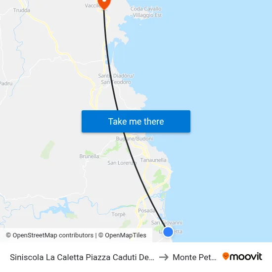 Siniscola La Caletta Fallen Sailors Square 11 to Monte Petrosu map