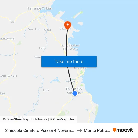 Siniscola Cemetery November 4th Square to Monte Petrosu map