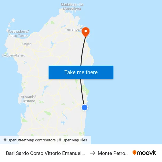 Bari Sardo Vittorio Emanuele Course 5 to Monte Petrosu map