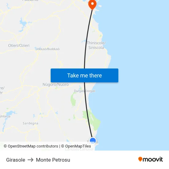 Sunflower to Monte Petrosu map