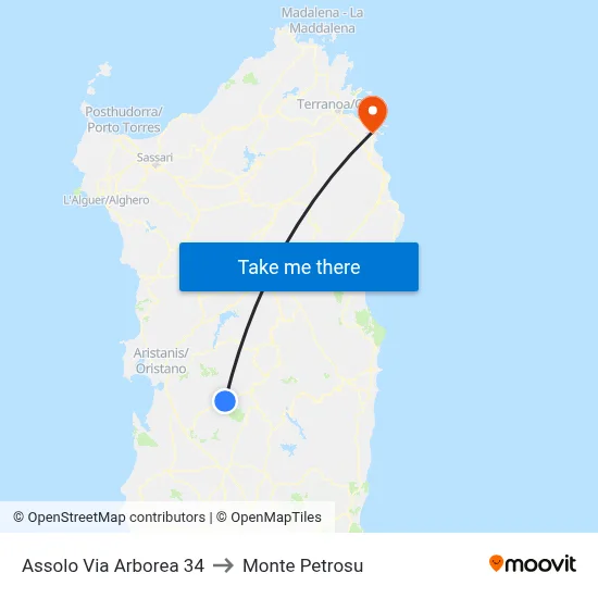 Assolo Arborea Street 34 to Monte Petrosu map