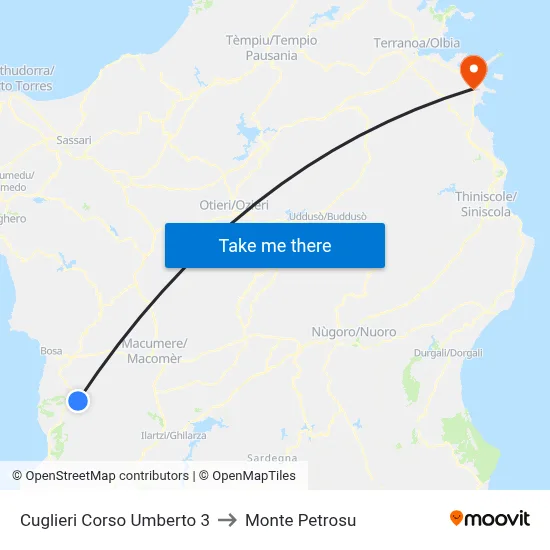 Cuglieri Umberto Avenue 3 to Monte Petrosu map