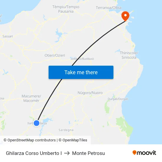 Ghilarza Umberto I Course to Monte Petrosu map