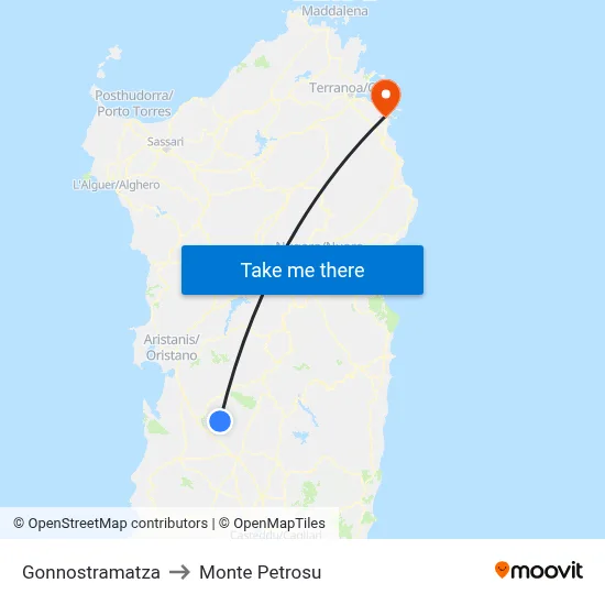Gonnostramatza to Monte Petrosu map