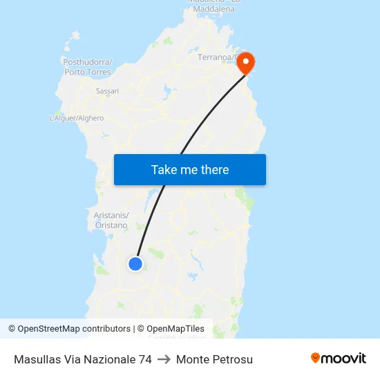 Via Nazionale 74, Masullas to Monte Petrosu map