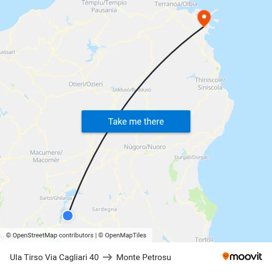 Ula Tirso Via Cagliari 40 to Monte Petrosu map