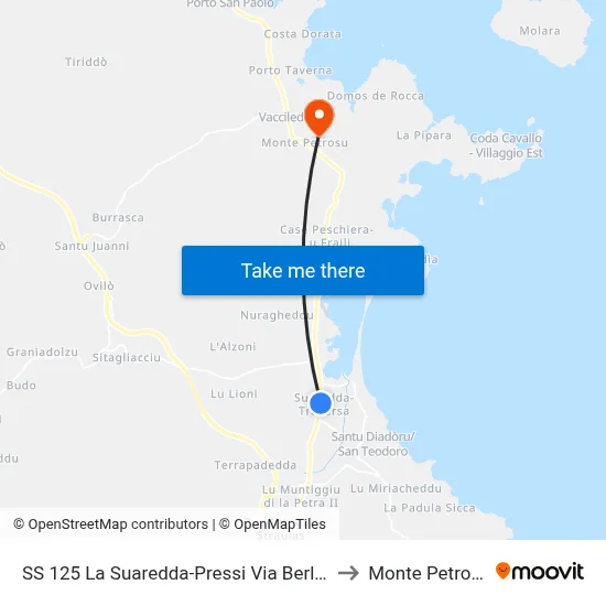 SS 125 La Suaredda-Near Berlin Street to Monte Petrosu map