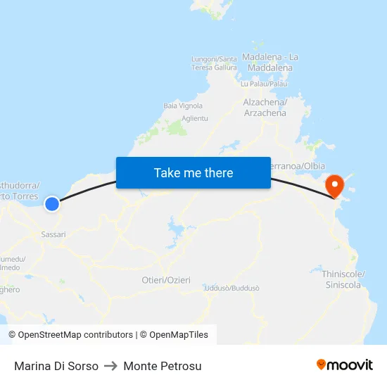 Marina Di Sorso to Monte Petrosu map