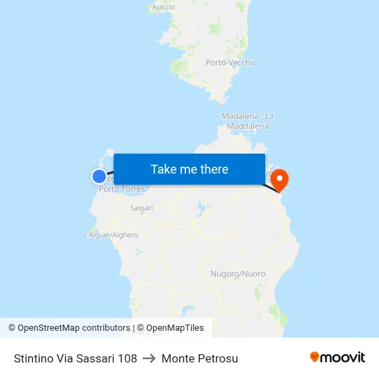 Stintino Sassari Street 108 to Monte Petrosu map