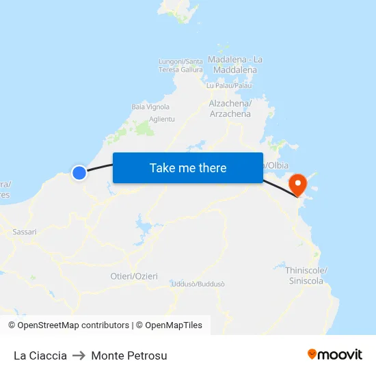 La Ciaccia to Monte Petrosu map