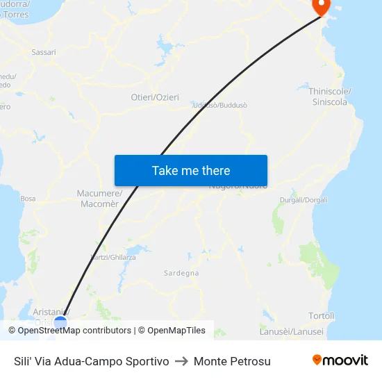 Sili Adua Street-Sports Field to Monte Petrosu map