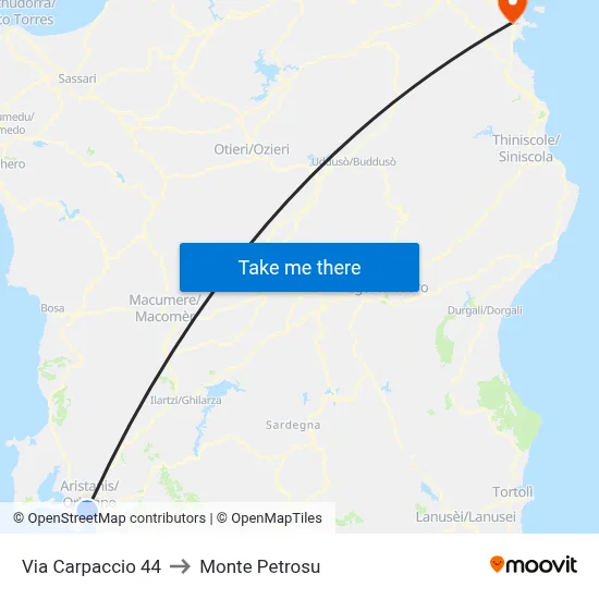 Carpaccio Street 44 to Monte Petrosu map