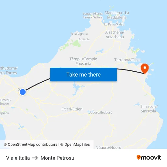 Italia Boulevard to Monte Petrosu map