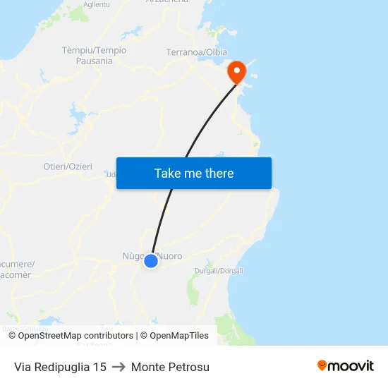 Via Redipuglia 15 to Monte Petrosu map