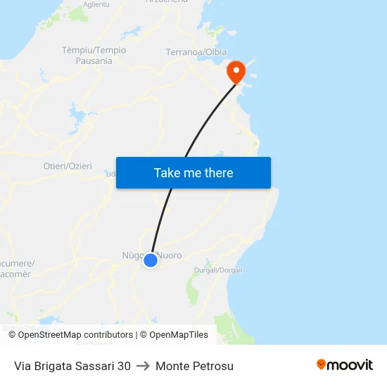 Brigata Sassari Street 30 to Monte Petrosu map