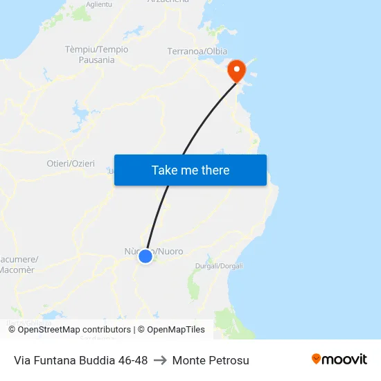 Funtana Buddia Street 46-48 to Monte Petrosu map