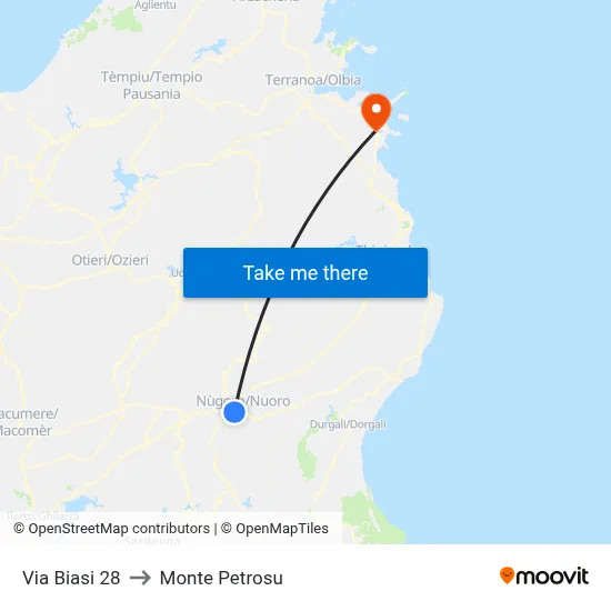 Biasi Street 28 to Monte Petrosu map