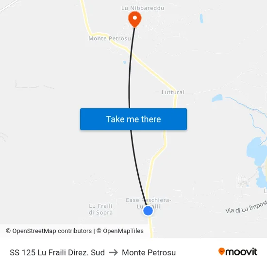 SS 125 Lu Fraili South Direction to Monte Petrosu map