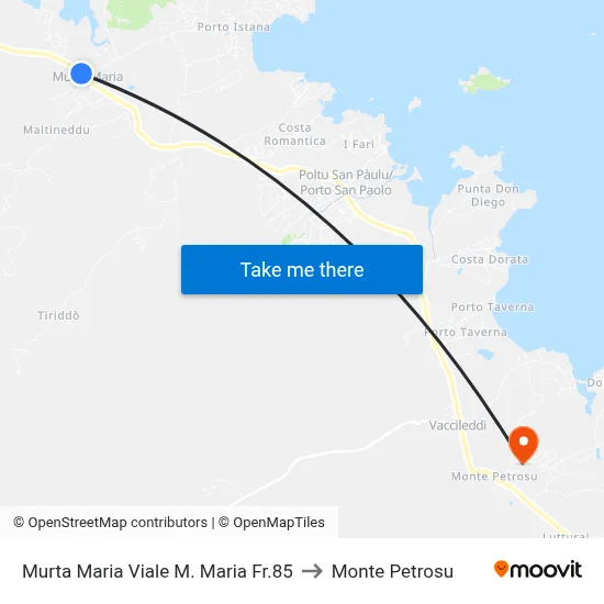Murta Maria Avenue M. Maria 85 to Monte Petrosu map