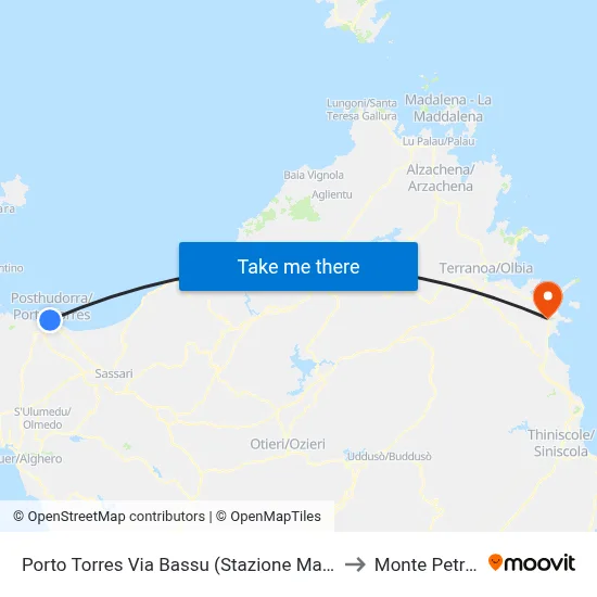 Porto Torres Via Bassu (Maritime Station) to Monte Petrosu map