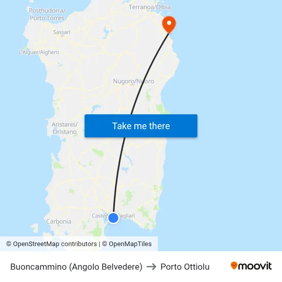 Buoncammino (Belvedere Corner) to Porto Ottiolu map