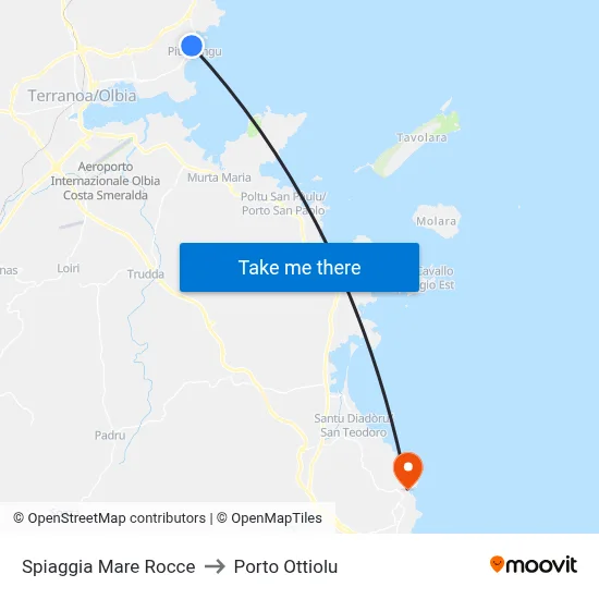Mare Rocce Beach to Porto Ottiolu map