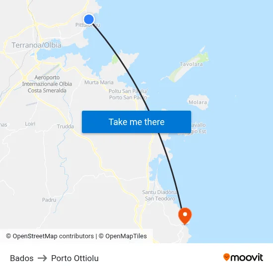 Bados to Porto Ottiolu map