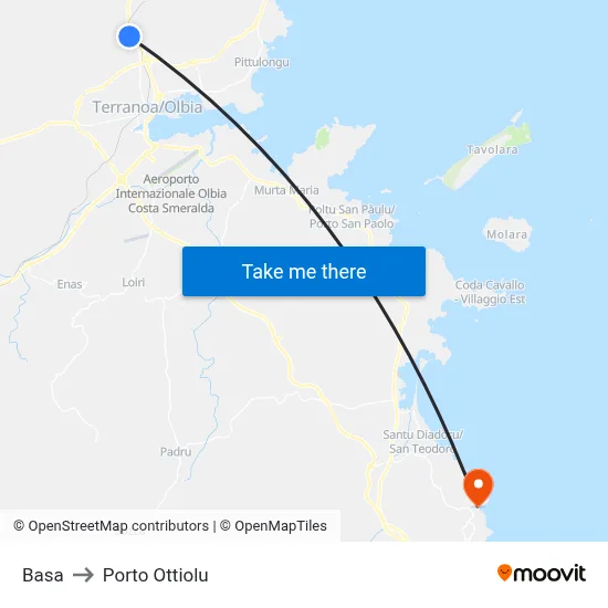 Basa to Porto Ottiolu map