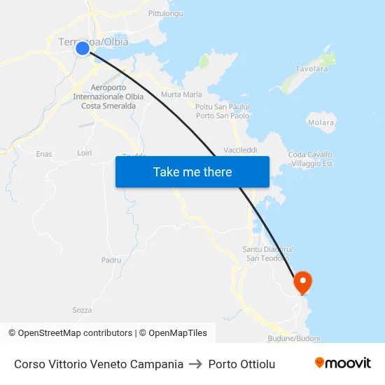 Corso Vittorio Veneto Campania to Porto Ottiolu map
