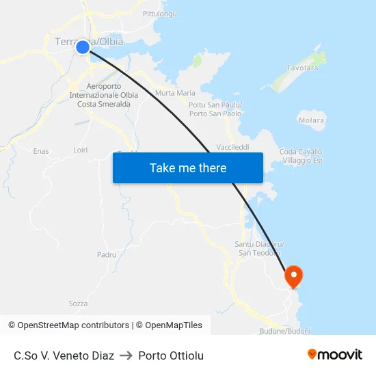 Corso Vittorio Veneto Diaz to Porto Ottiolu map