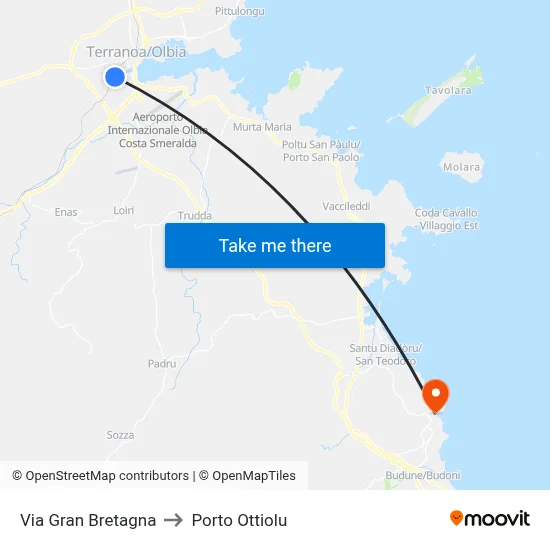 Gran Bretagna Street to Porto Ottiolu map