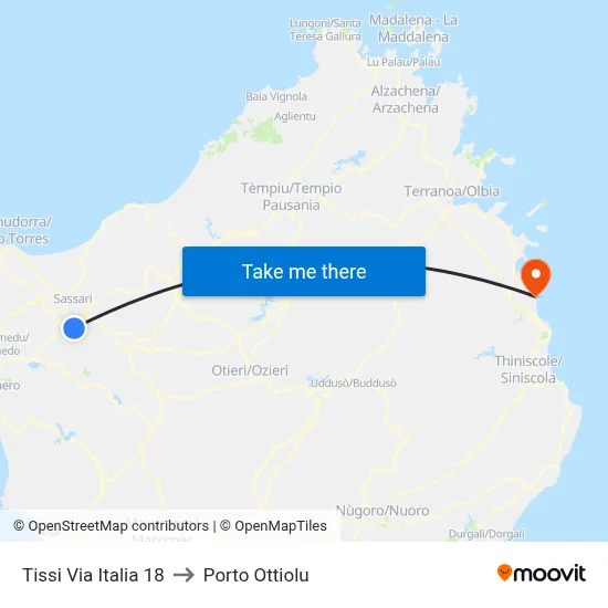 18 Italia Street Tissi to Porto Ottiolu map