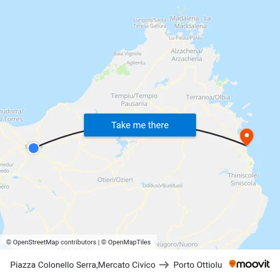 Colonel Serra Square, Civic Market to Porto Ottiolu map