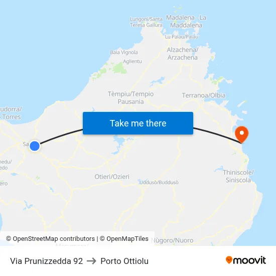 Prunizzedda Street 92 to Porto Ottiolu map