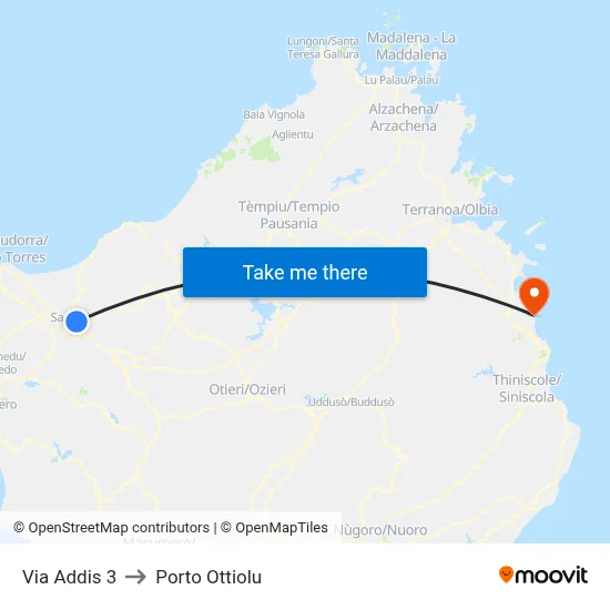 Addis Street 3 to Porto Ottiolu map