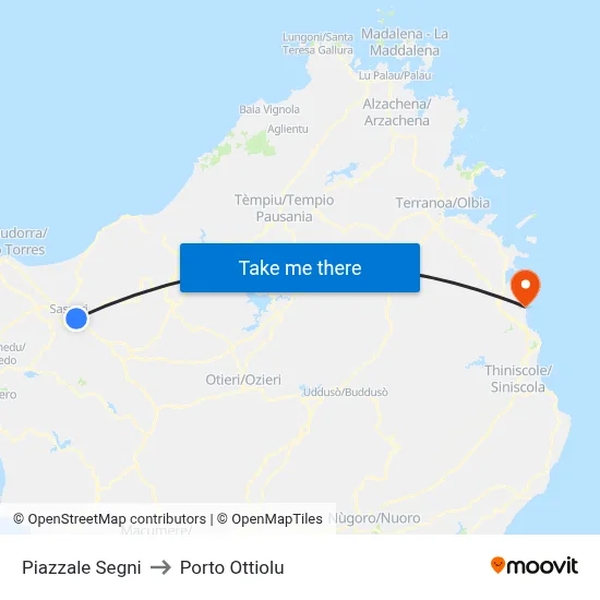 Segni Square to Porto Ottiolu map