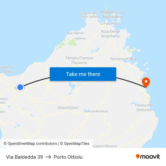 Via Baldedda 39 to Porto Ottiolu map