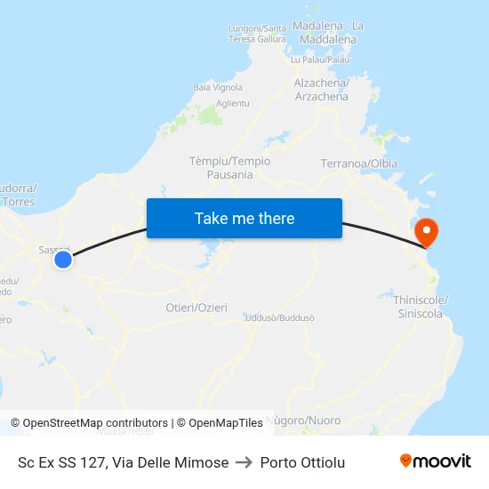 Ex SS 127, Mimosa Street to Porto Ottiolu map