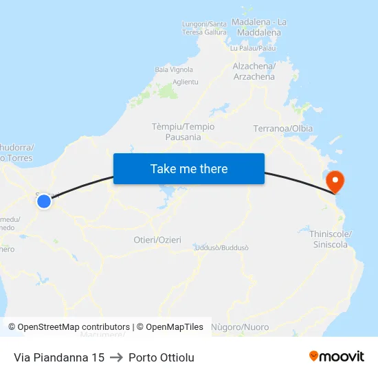 Piandanna Street 15 to Porto Ottiolu map